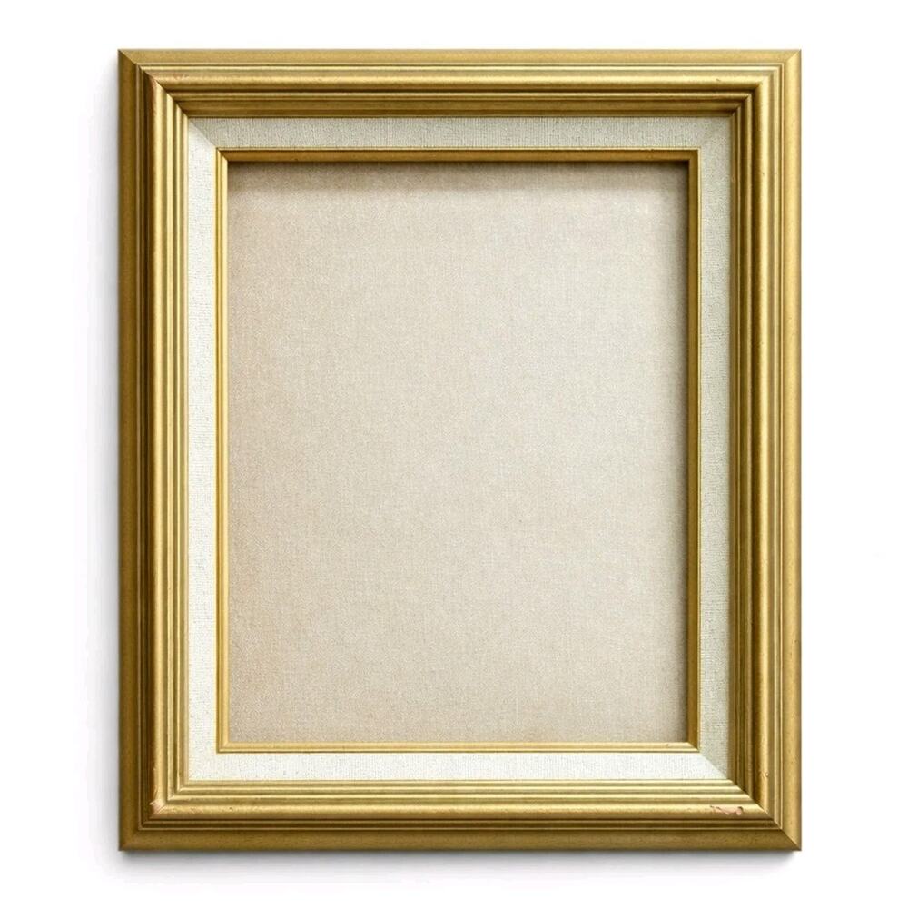 Vintage Gold Picture Frame 8x10 Wood Linen Liner Beveled Antique Style
